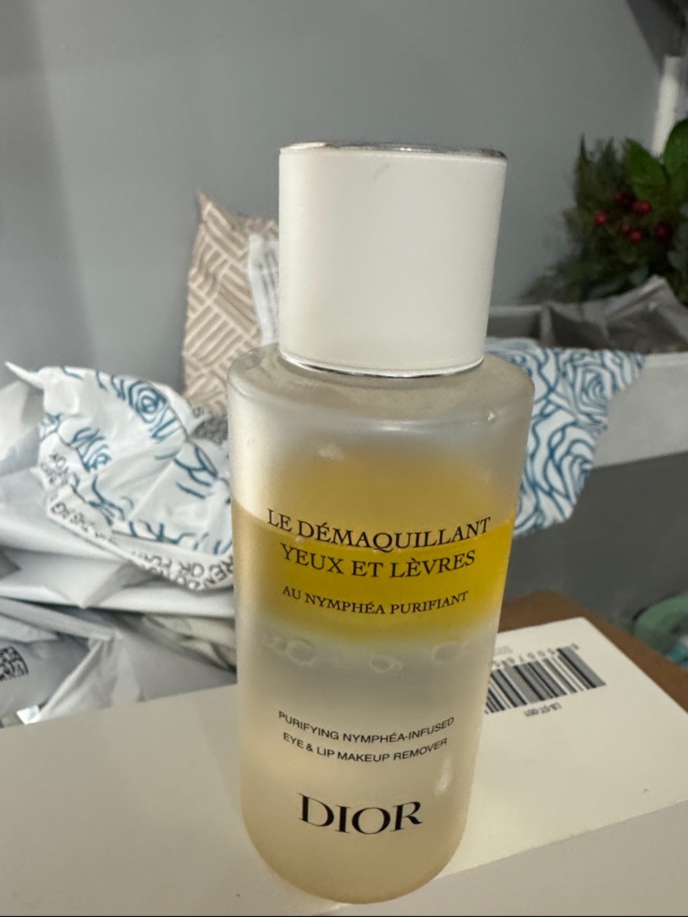 DIOR Eye & Lip Makeup Remover Bottle - Cream and Yellow